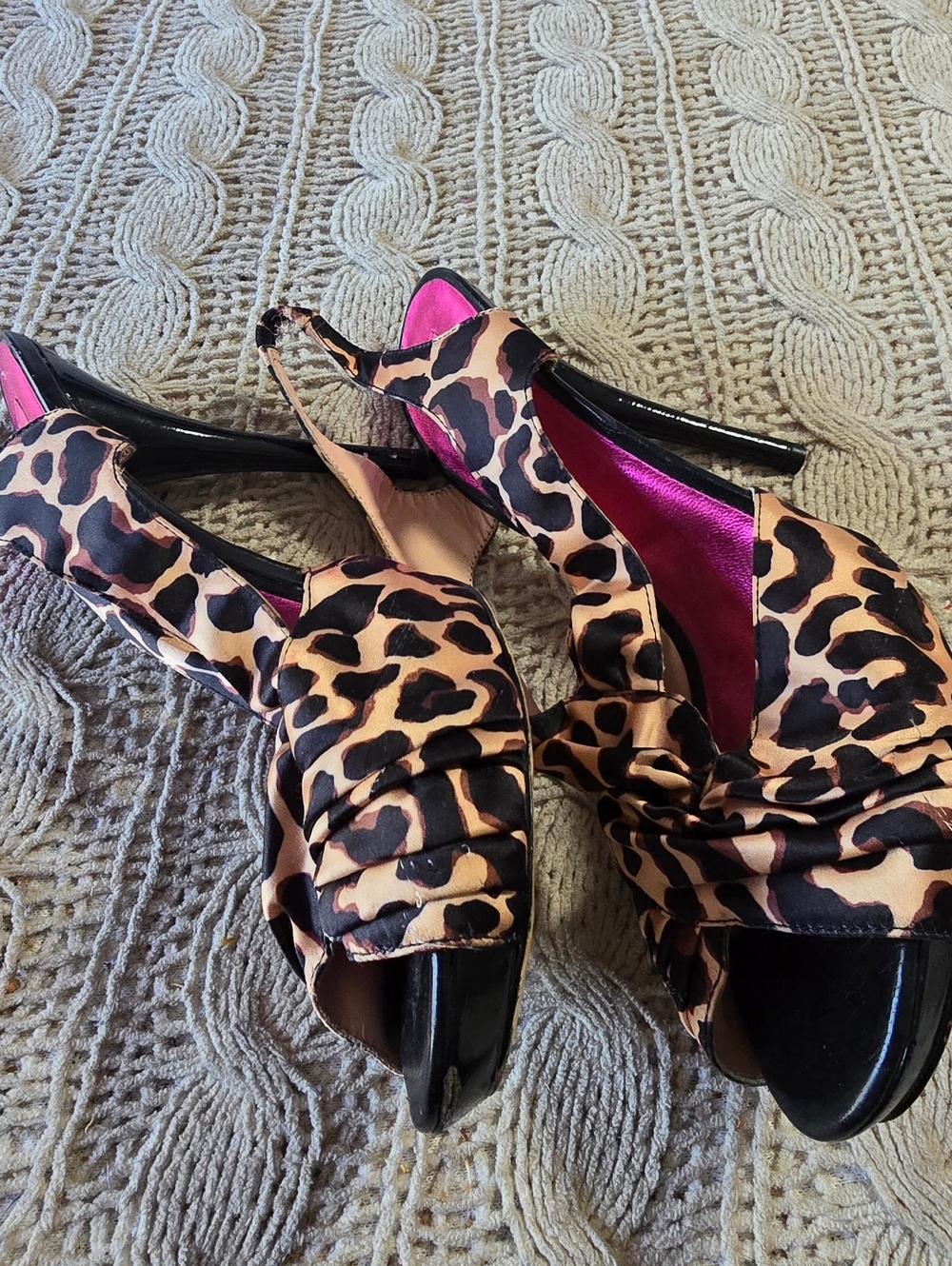 Betsey Johnson Fun and Flirty Leopard Print Slingback High Heel Sandals - Picture 2 of 6